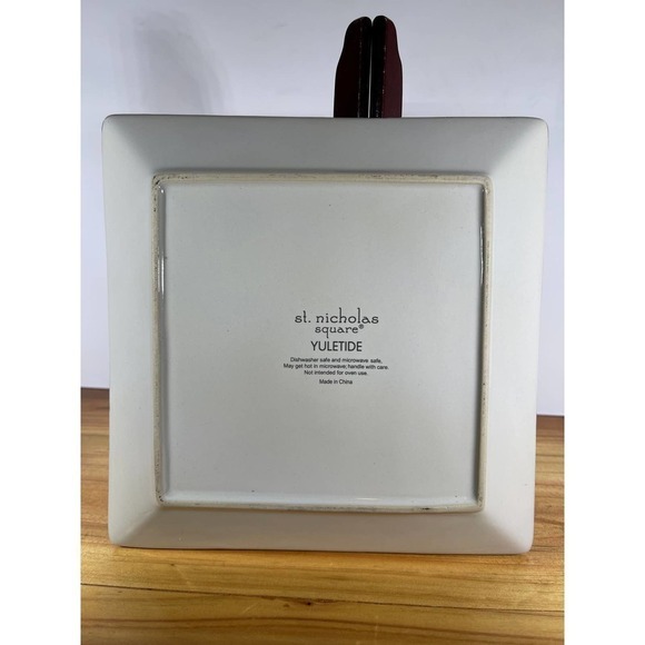 Vintage St Nicholas Square Yuletide SNOWMAN Cardinal Plate Candy Dish Decor 8.5” - Picture 3 of 6